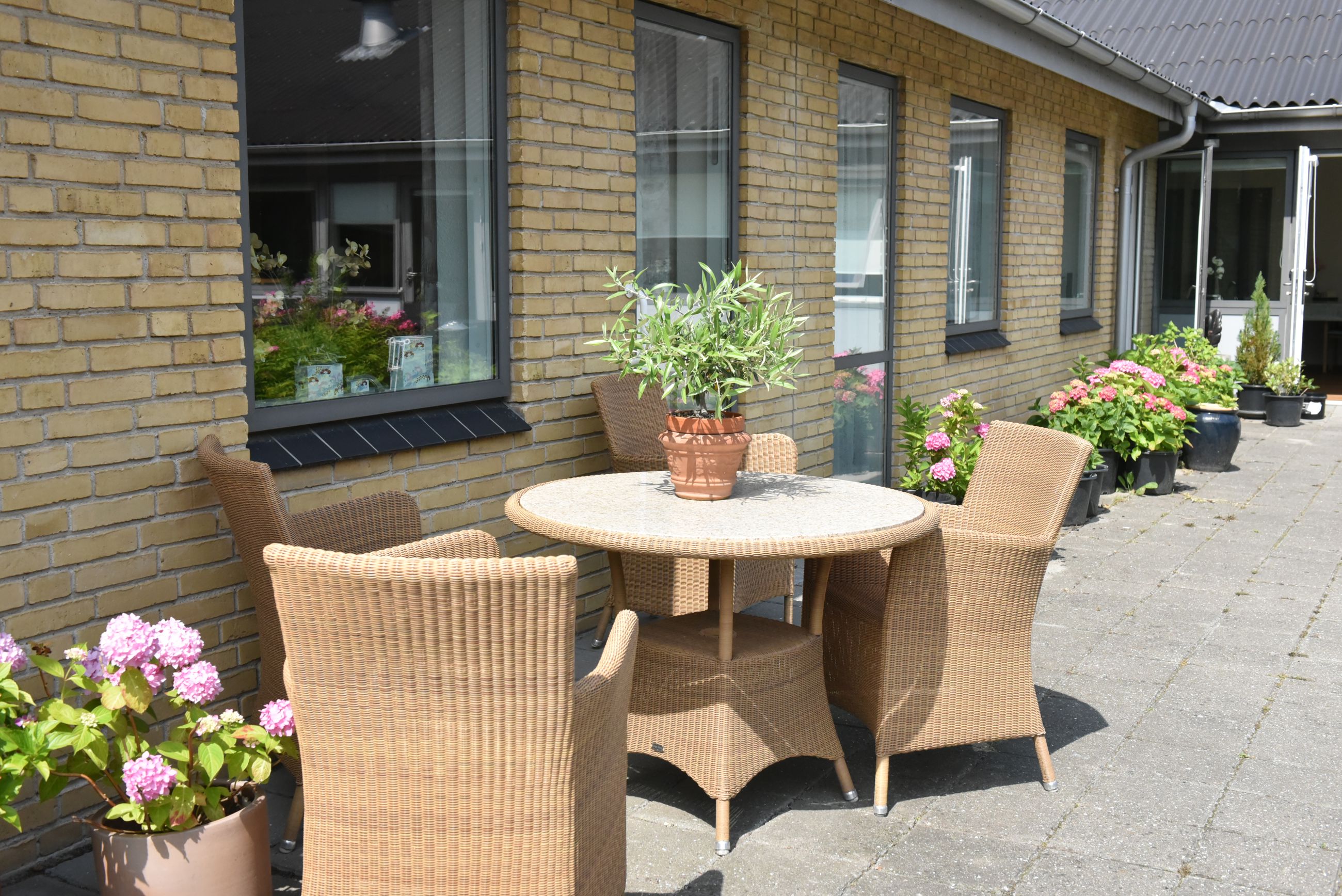 Siddepladser i udeområdet på Solbakken