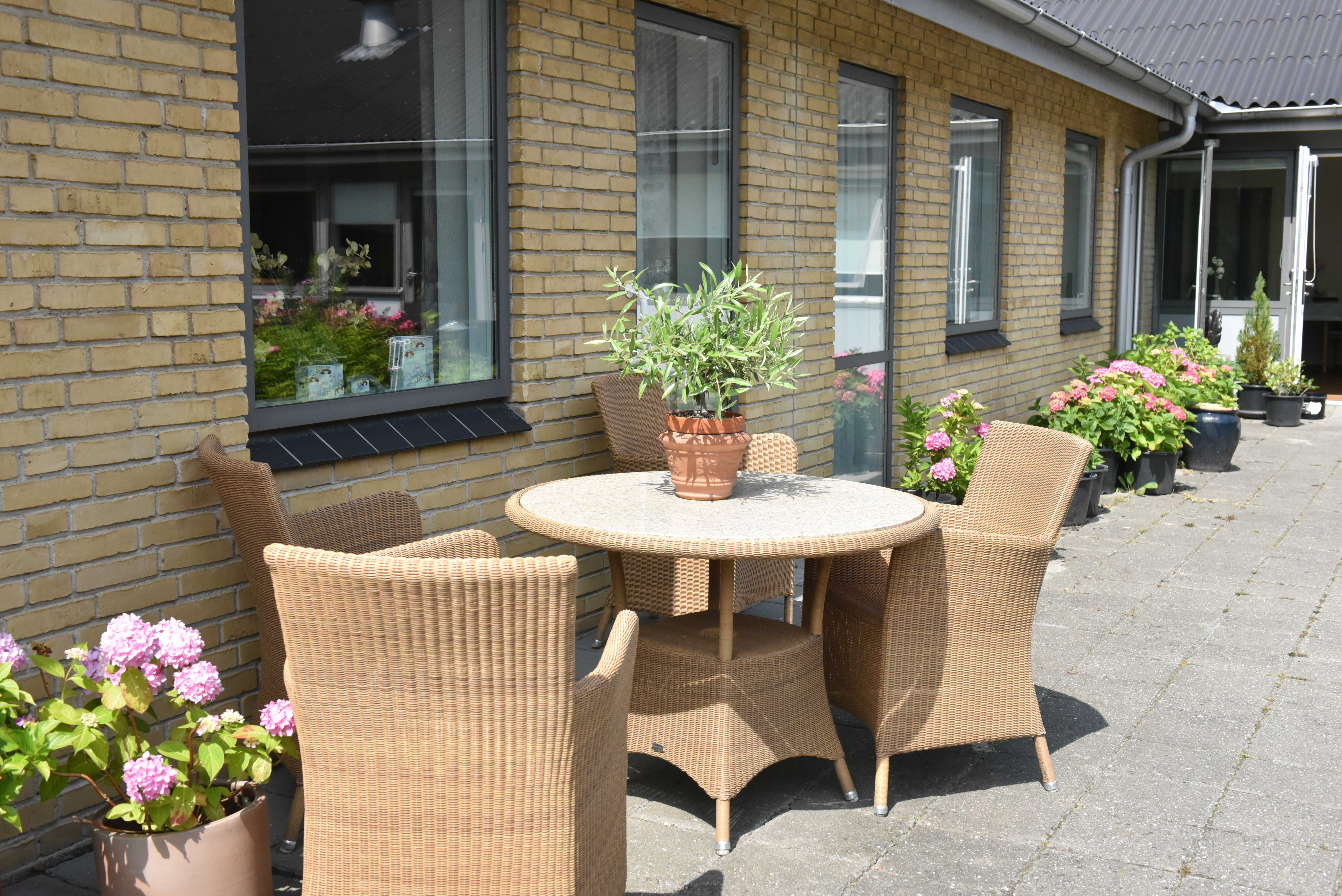 Siddepladser i udeområdet på Solbakken